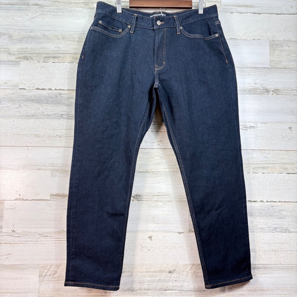 Banana Republic Mens Travel Jean Athletic Fit Indigo Rinse Wash‎ 36x27.5 Casual